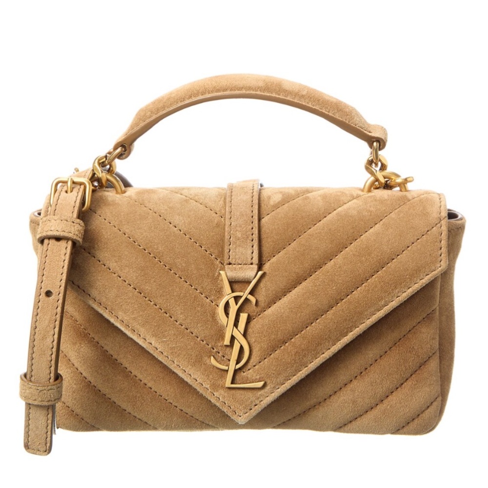 Yves Saint Laurent Collage Mini Camel Quilted Crossbody Bag
